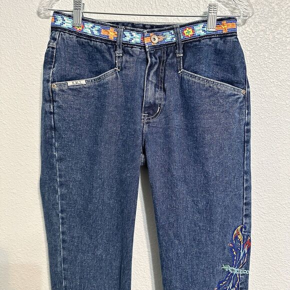 R.V.T. Jean Co Size 9/10 Womens Juniors Jeans Blue Straight Leg Embroidered Y2K - Picture 3 of 16